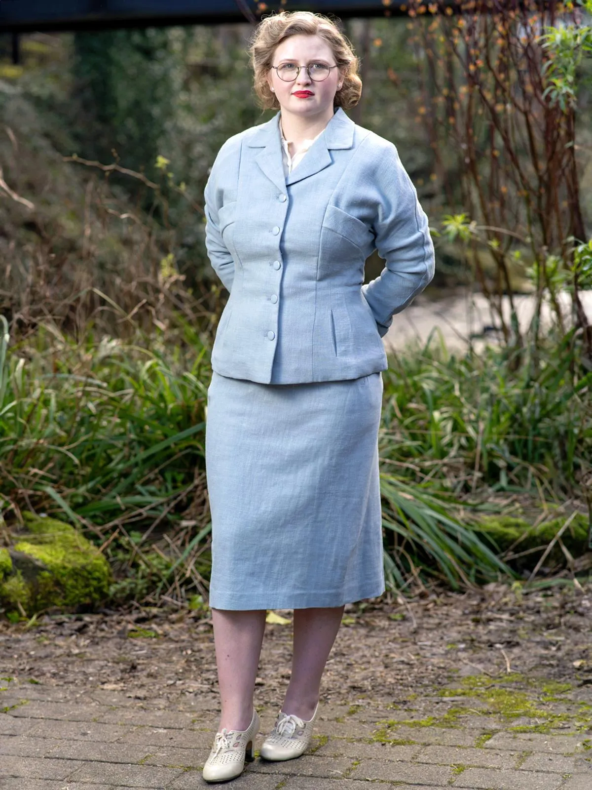 1940s Vintage Freedom Skirt Suit in Powder Blue