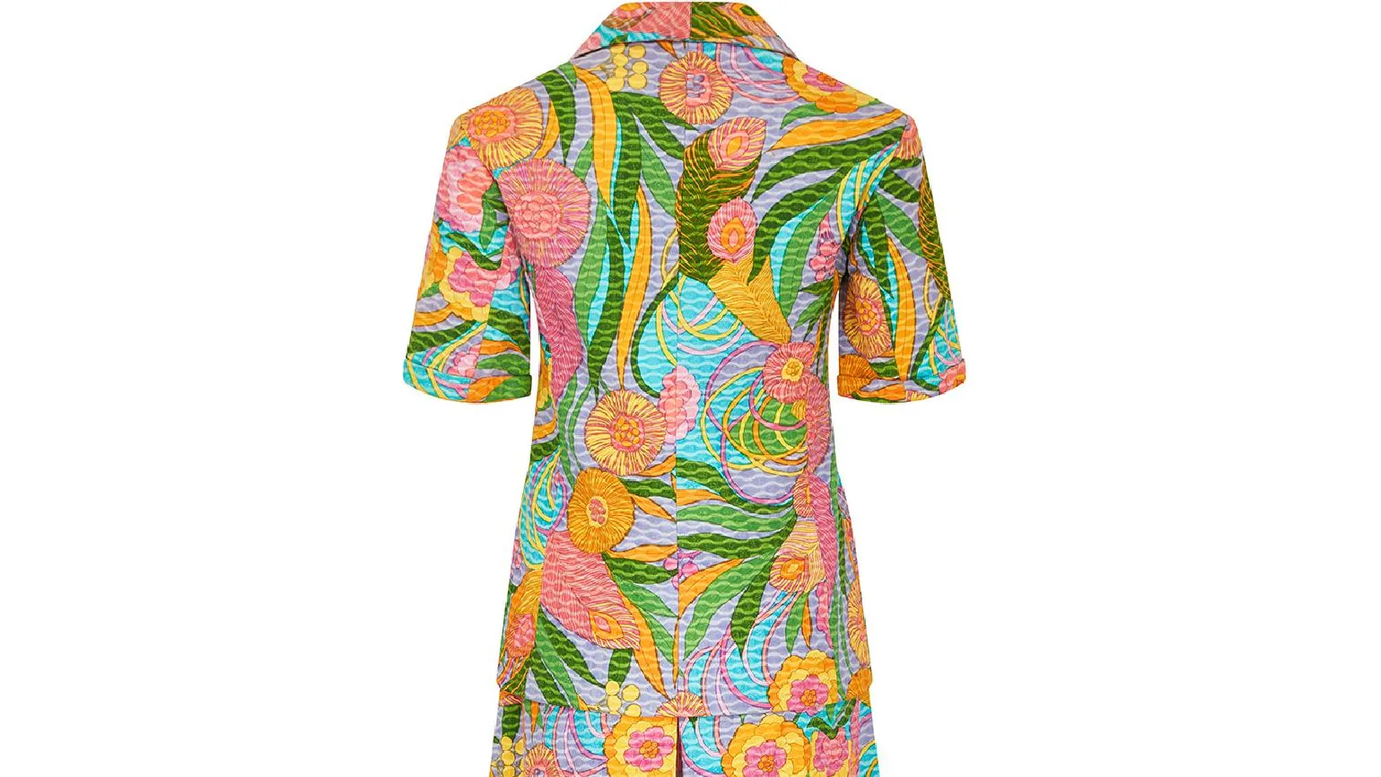 1970s Colourful Cotton Floral Print Trouser Suit