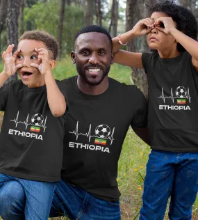 1sttheworld T-Shirt - Ethiopia Soccer Jersey T-Shirt Black A35