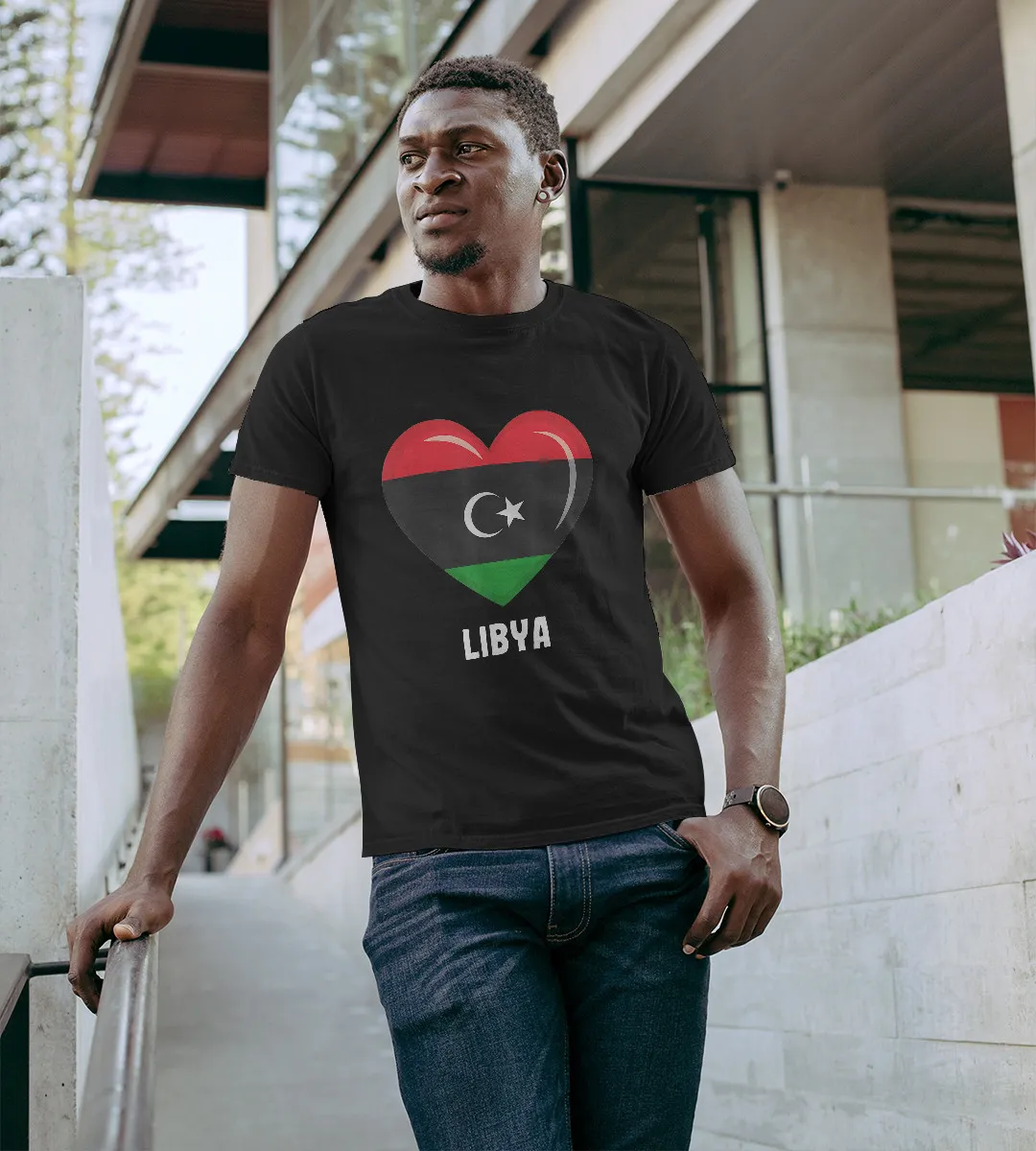 1sttheworld T-Shirt - Heart Libyan Flag T-Shirt Black A35