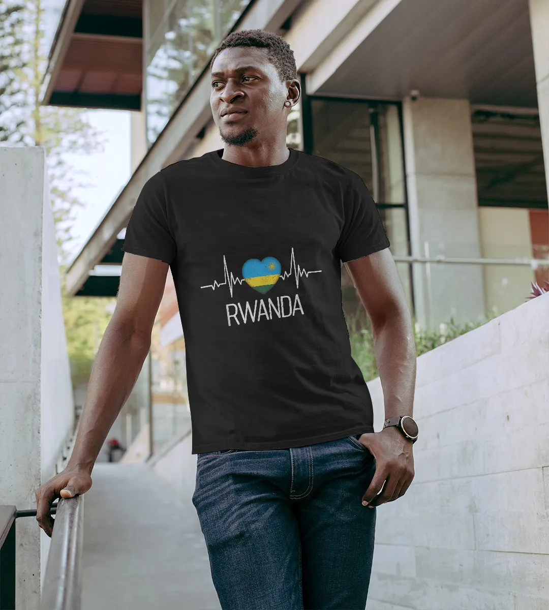 1sttheworld T-Shirt - Heartbeat Rwanda T-Shirt Black A35