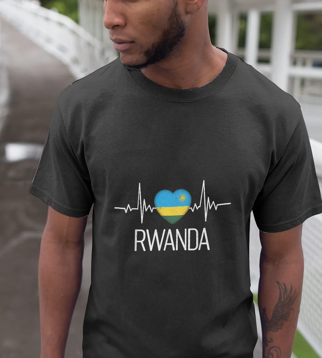 1sttheworld T-Shirt - Heartbeat Rwanda T-Shirt Black A35