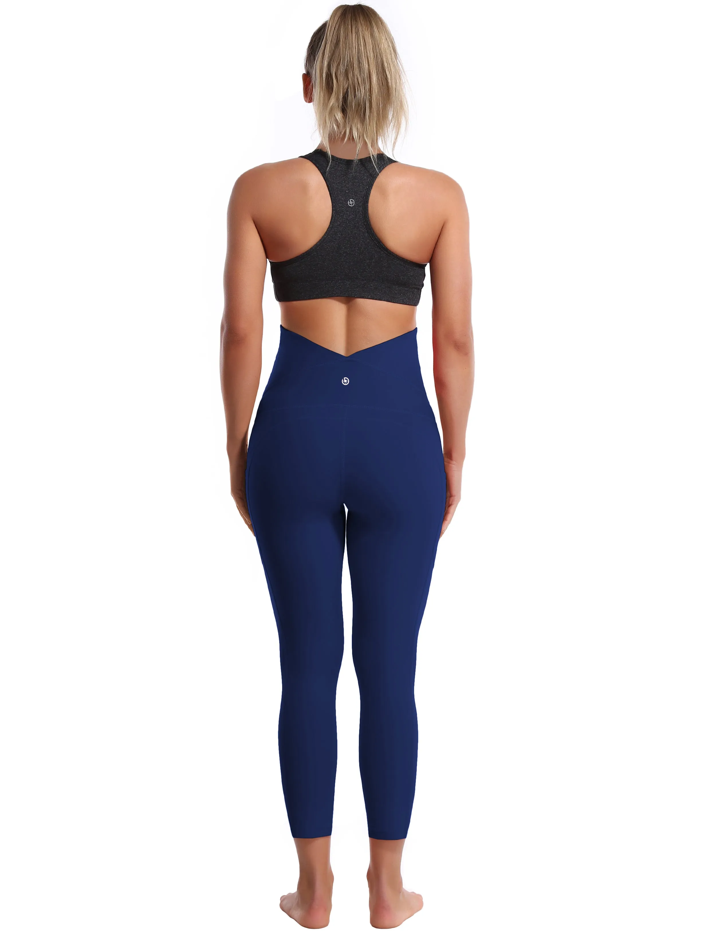 22" Side Pockets Maternity Yoga Pants navy