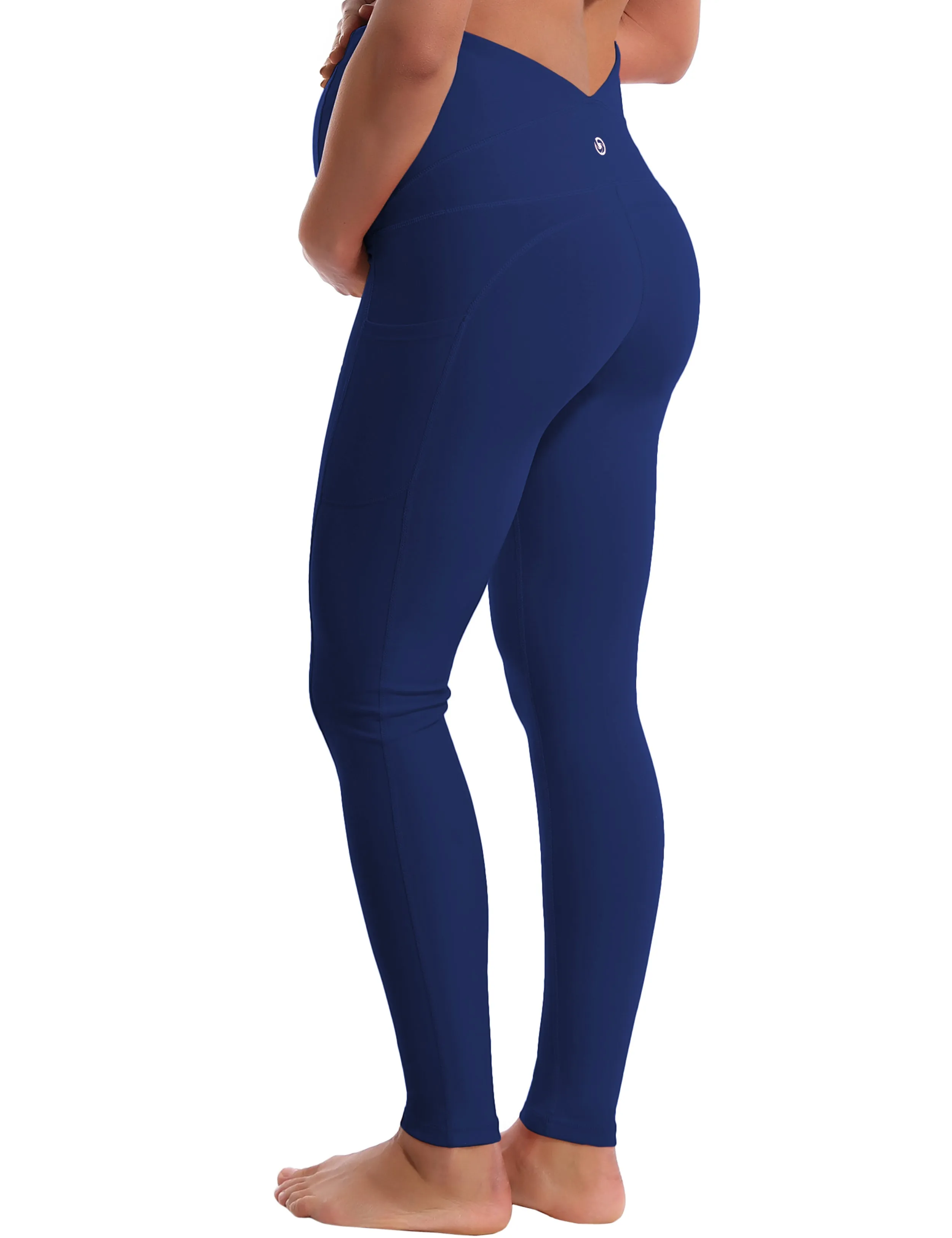 26" Side Pockets Maternity Yoga Pants navy