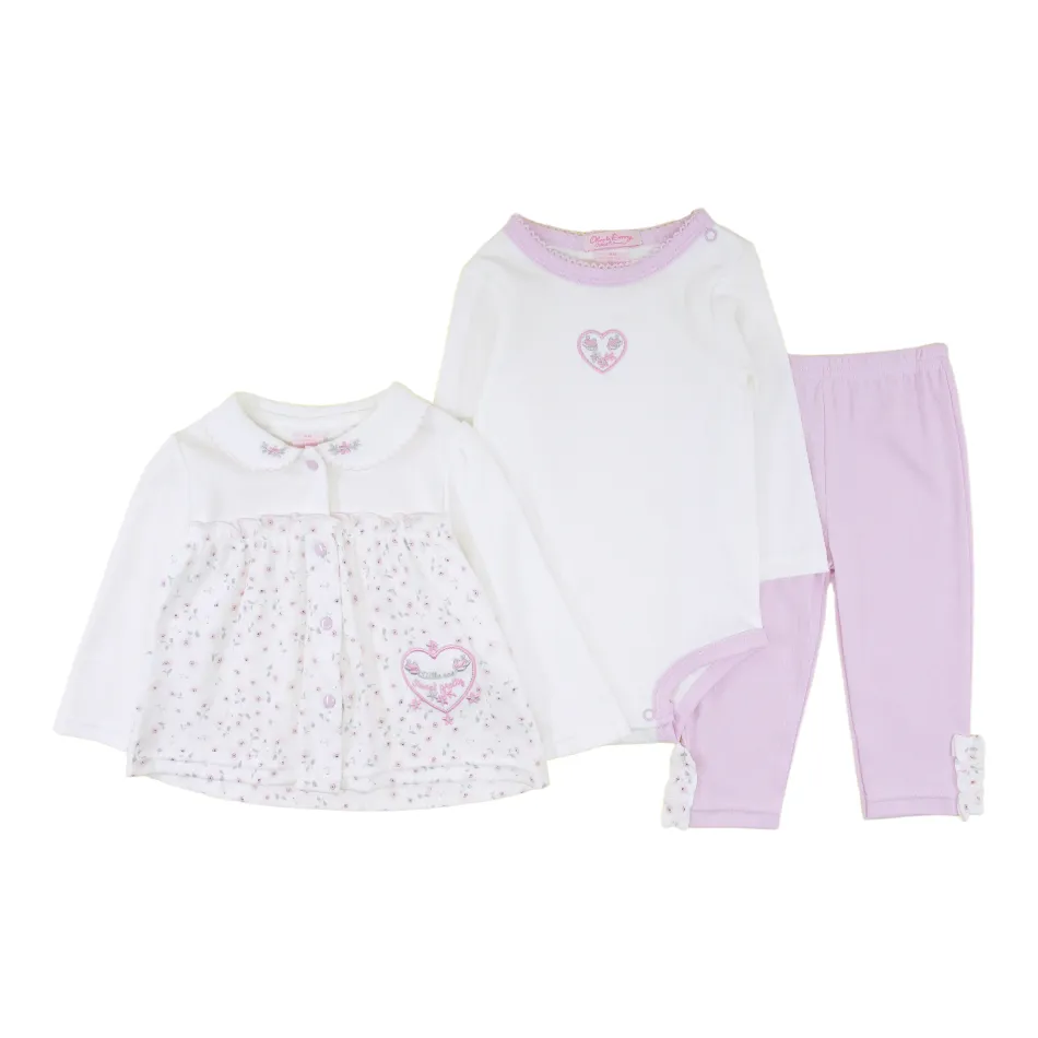 3 Pc Cotton Peplum Jacket Set - Little One Pretty