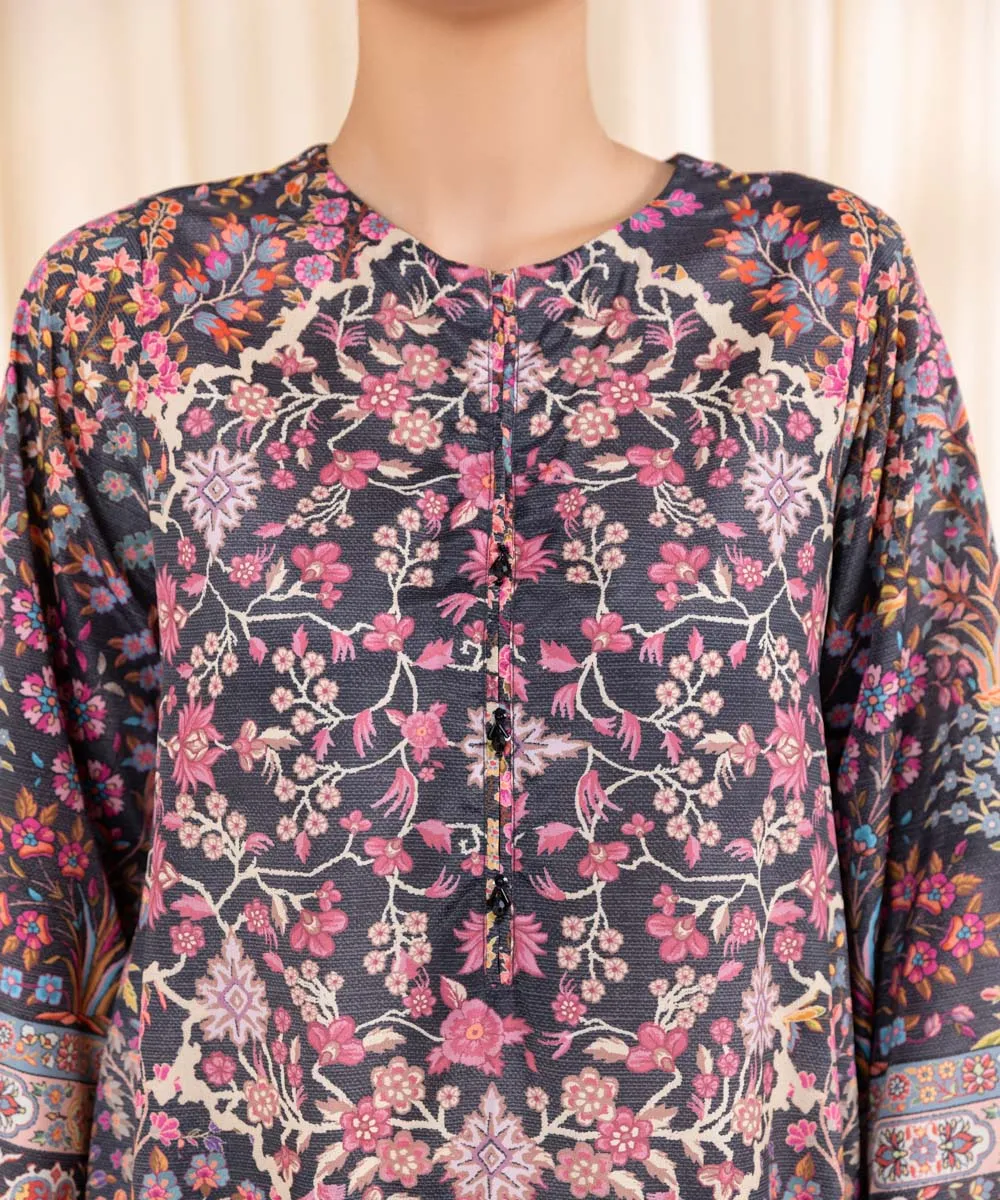 3 Piece - Printed Silk Suit