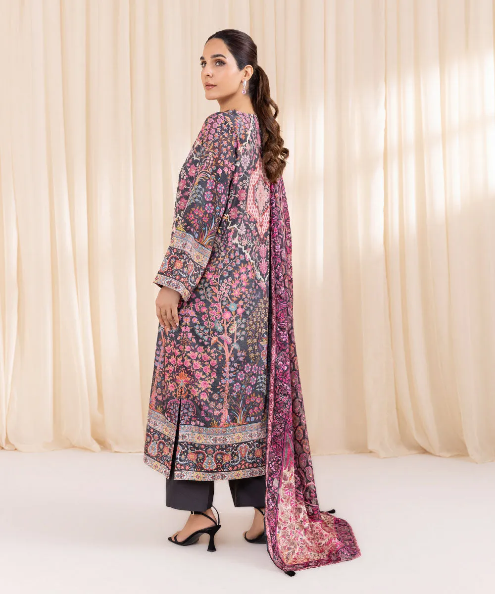 3 Piece - Printed Silk Suit