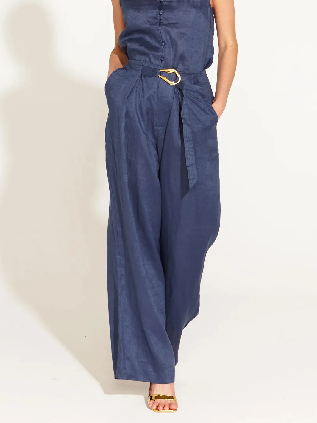 A Walk In The Park High Waisted Belted Wide Leg Pant