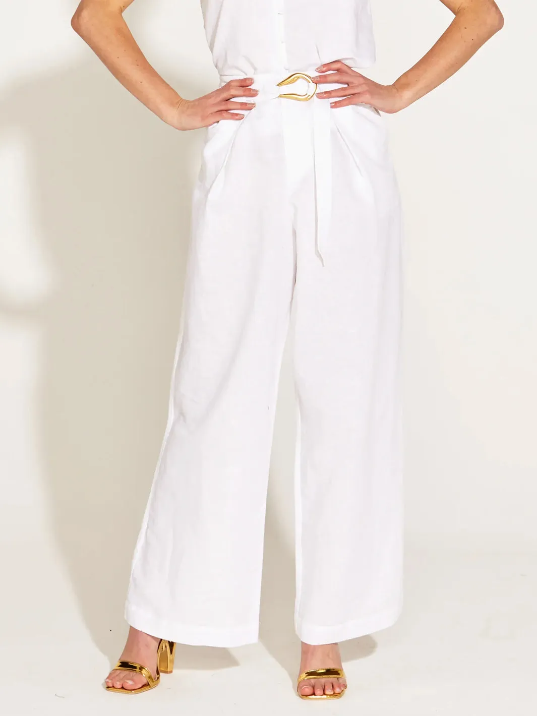 A Walk In The Park High Waisted Belted Wide Leg Pant