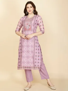 Abstract Printed Chanderi Kurta With Pants