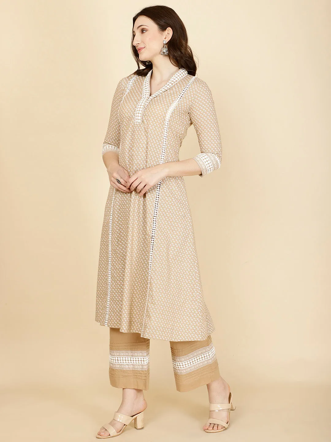 Abstract Printed Cotton Kurta With Pants