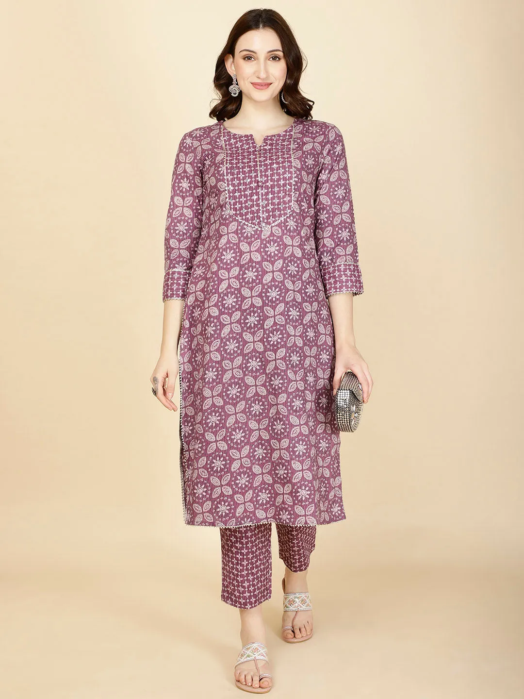 Abstract Printed Cotton Kurta With Pants