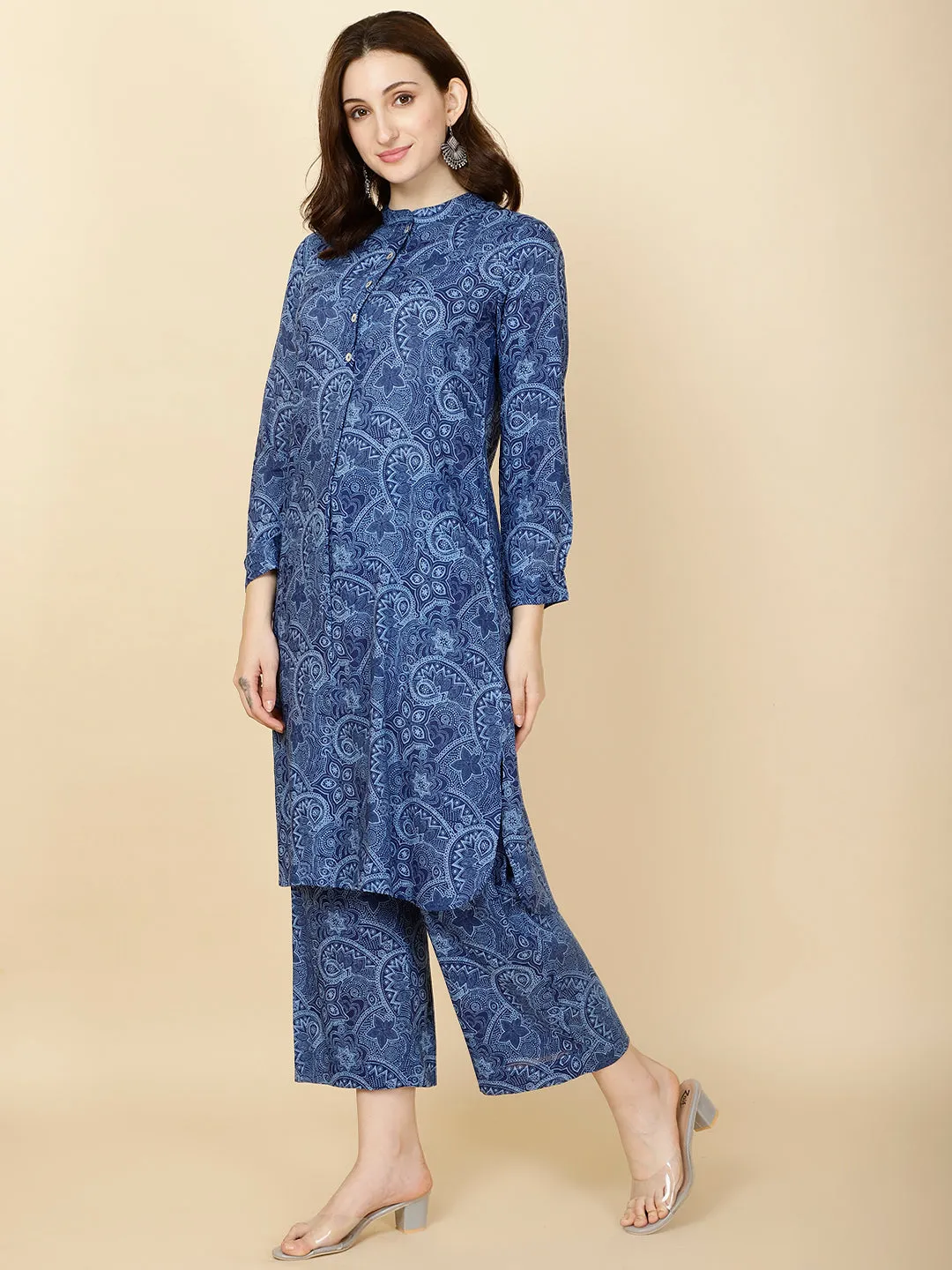 Abstract Printed Cotton Kurta With Pants