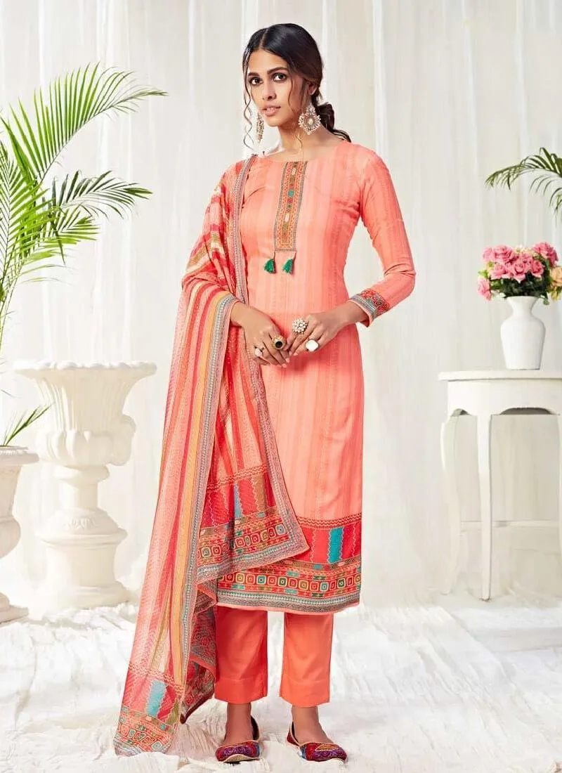 Adorable Peach Color Salwar Kameez With Pant Style Suit