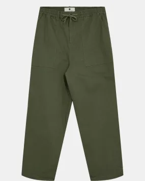 AKJAKOB FATIQUE PLEAT COTTON PANTS - Olivine