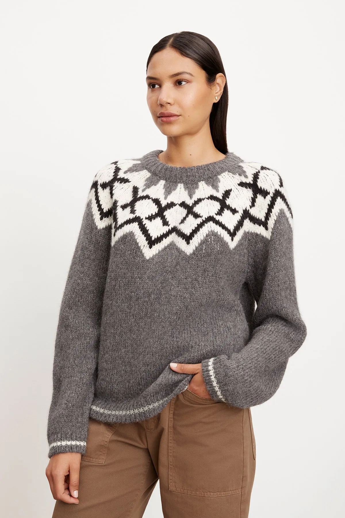 ALEXA FAIR ISLE CREW NECK SWEATER