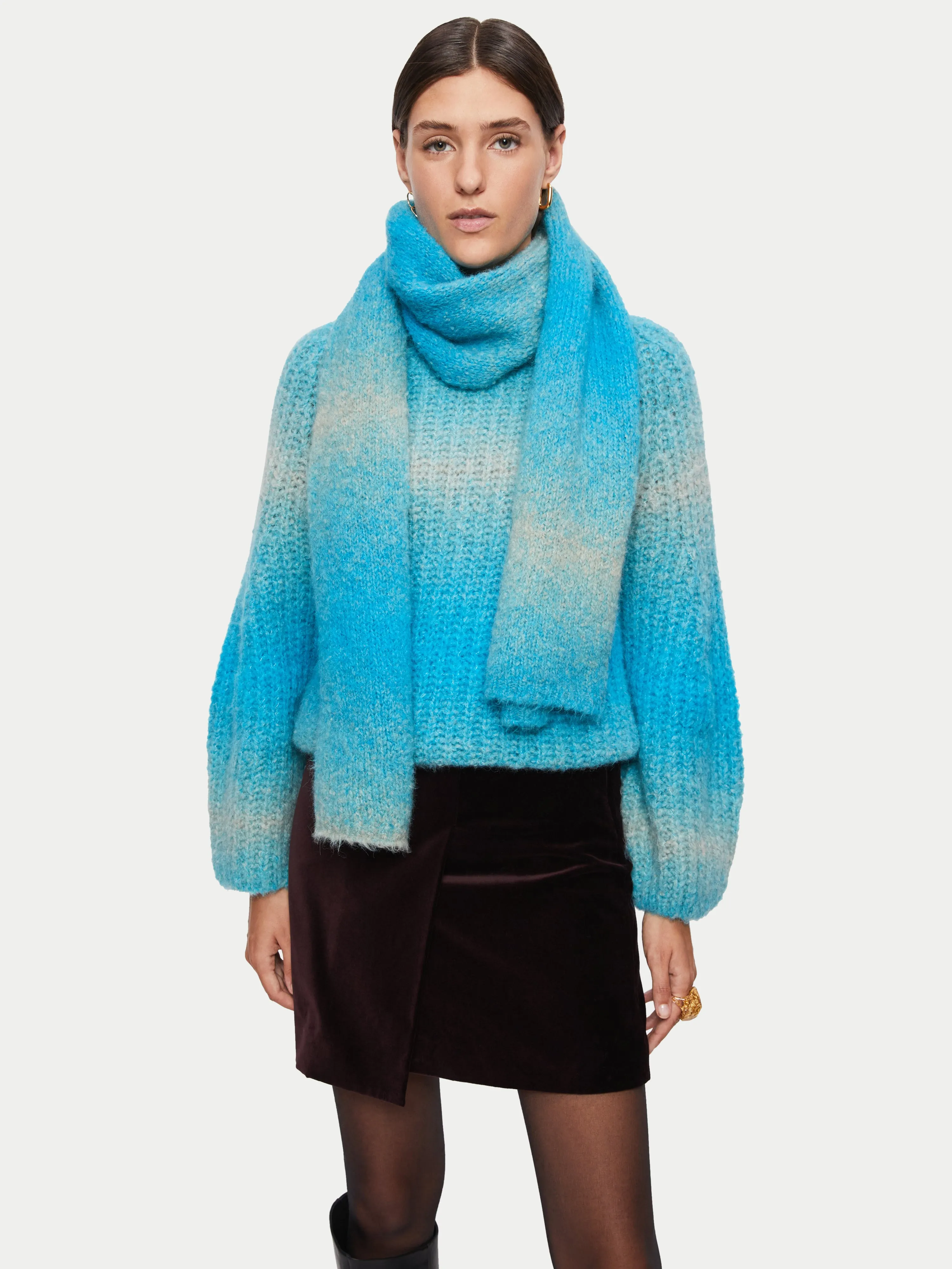 Alpaca Blend Space Dye Scarf | Blue