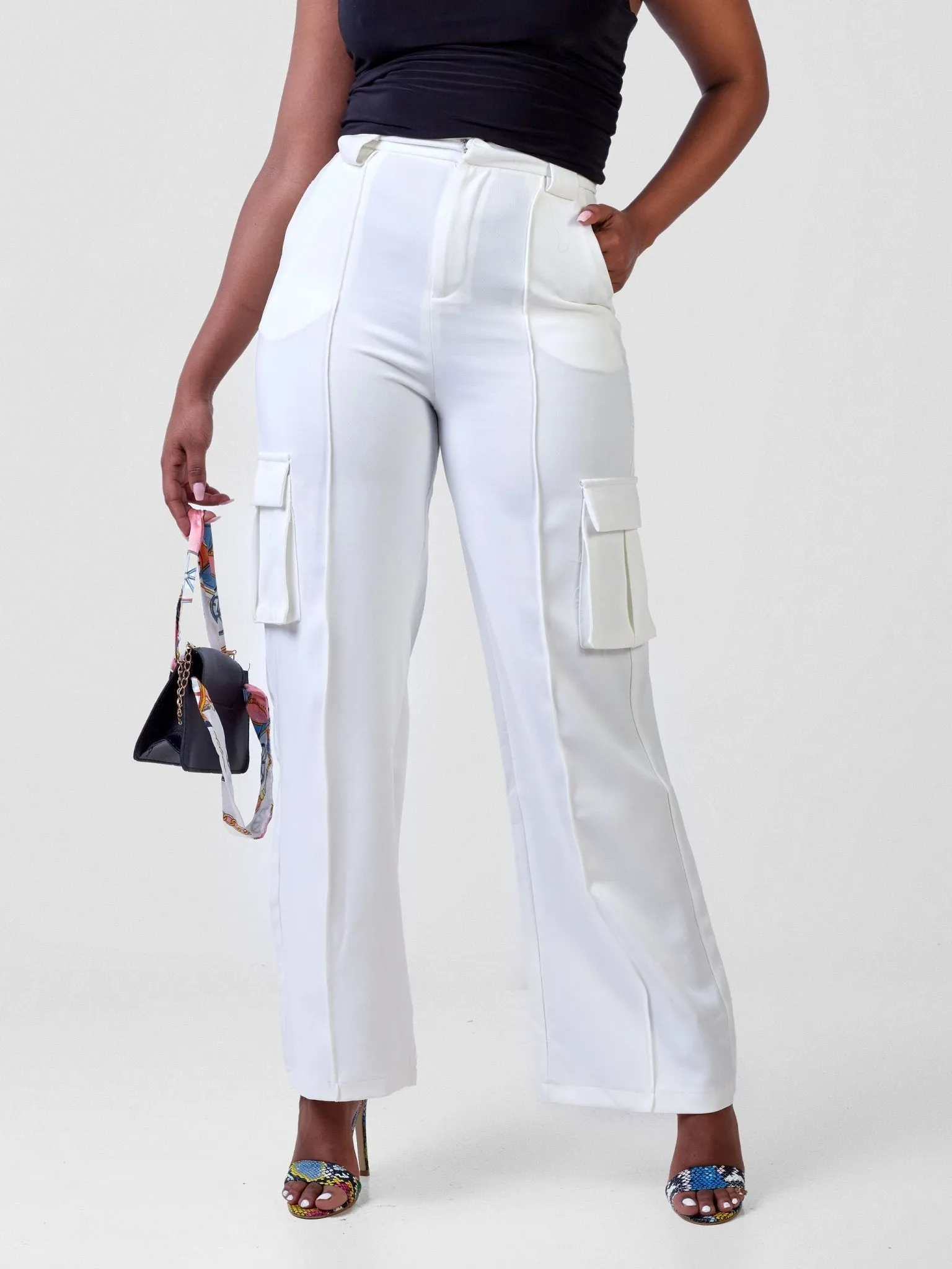 Anika Fabiana Wide Leg Cargo Trousers - White