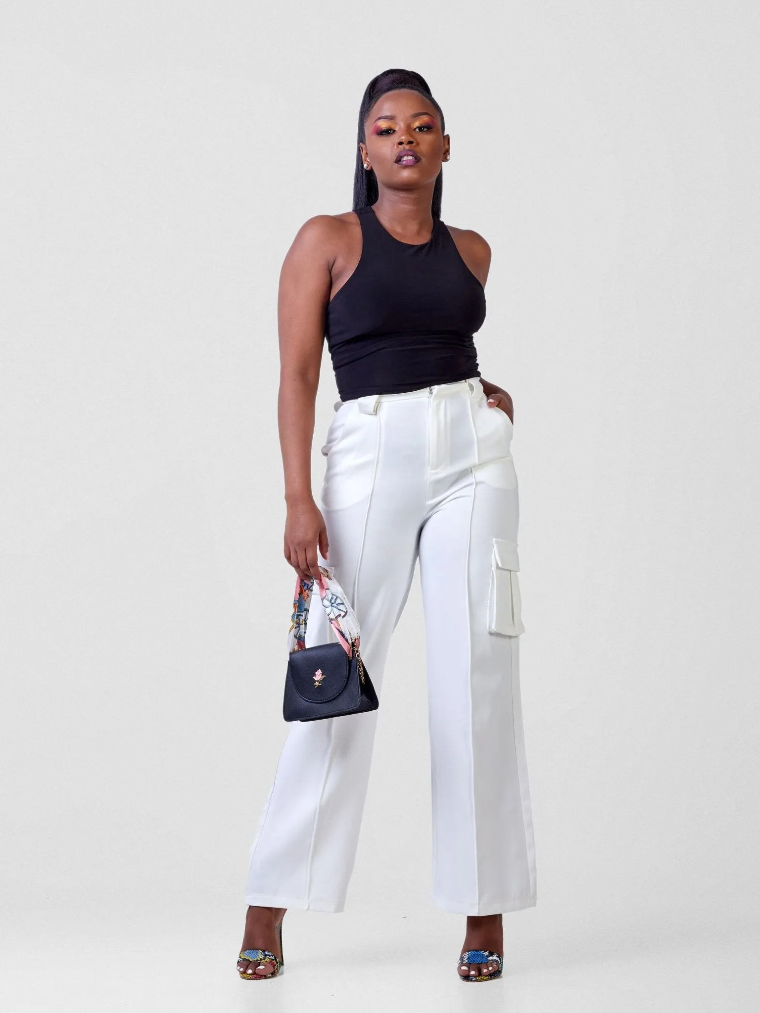 Anika Fabiana Wide Leg Cargo Trousers - White