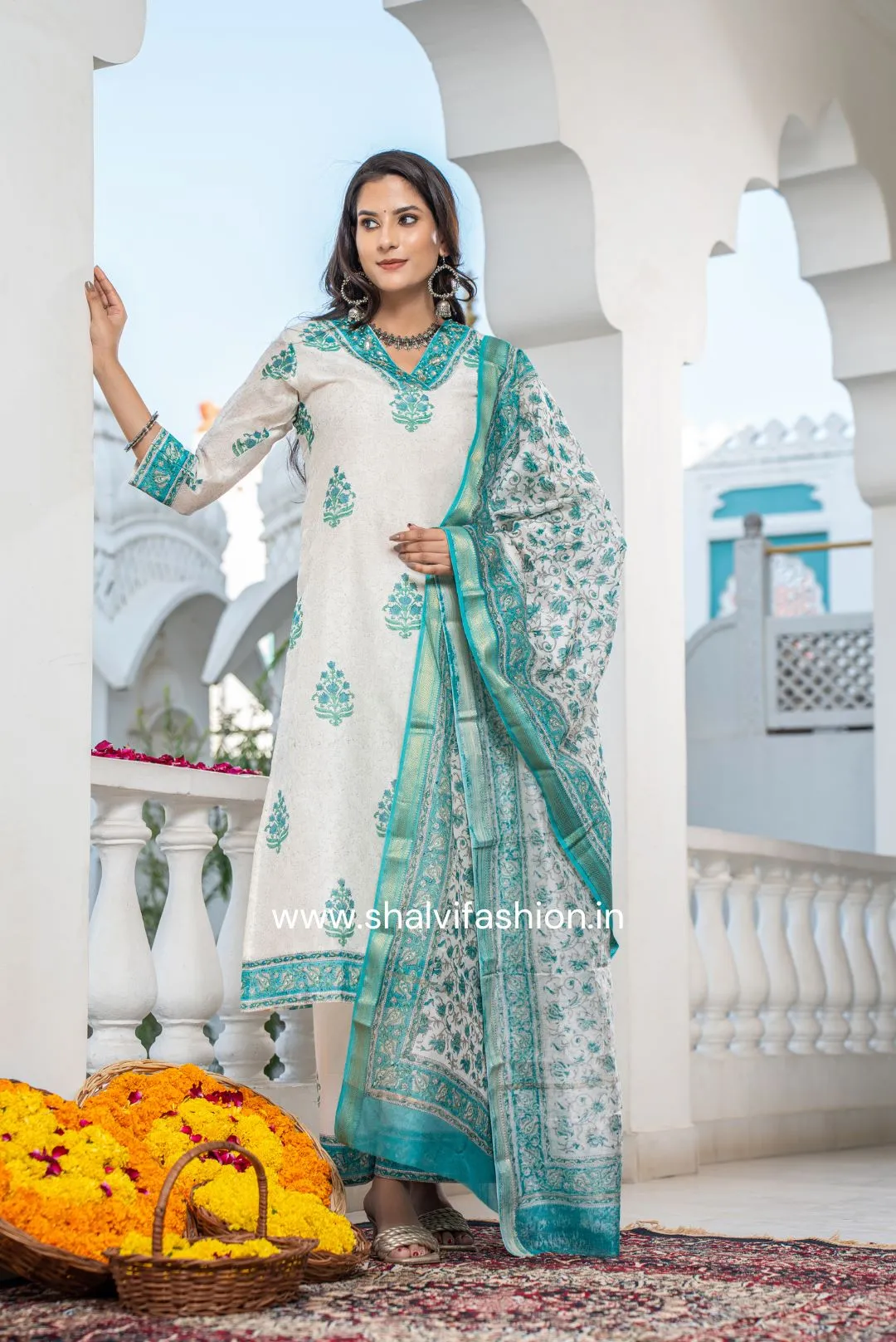 Bahar Collection : Buta Print Chanderi Silk Suit Set (CSS108)