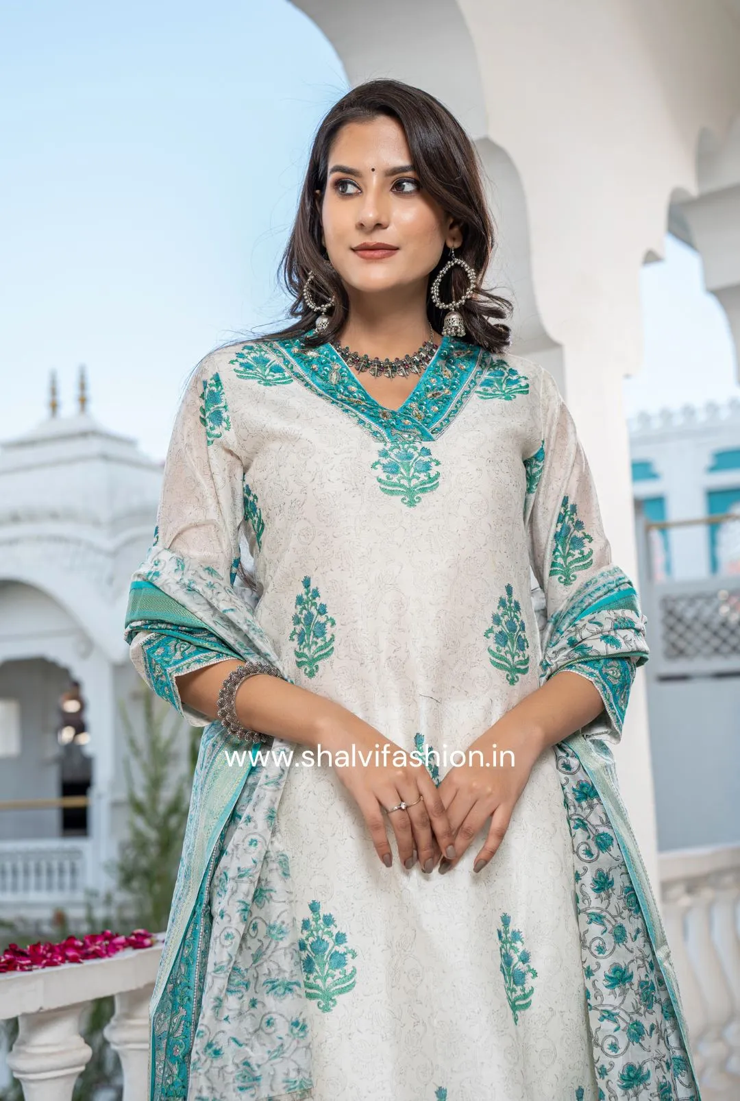 Bahar Collection : Buta Print Chanderi Silk Suit Set (CSS108)