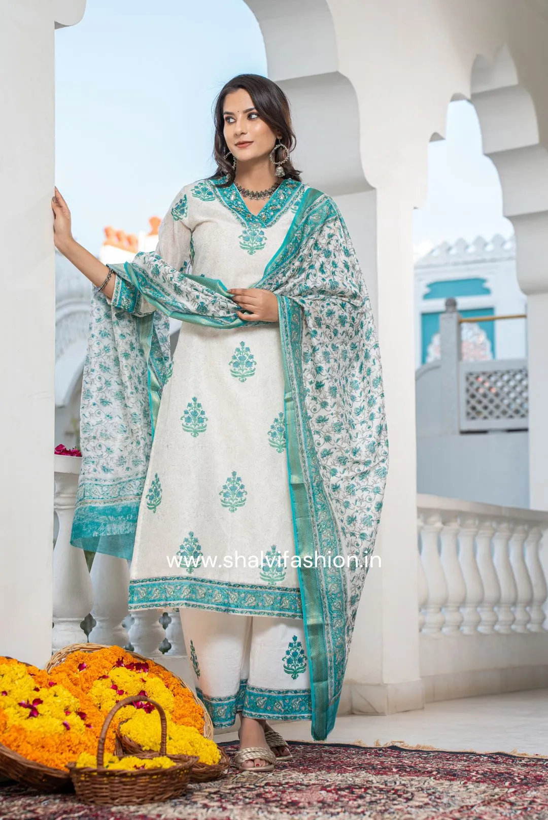 Bahar Collection : Buta Print Chanderi Silk Suit Set (CSS108)