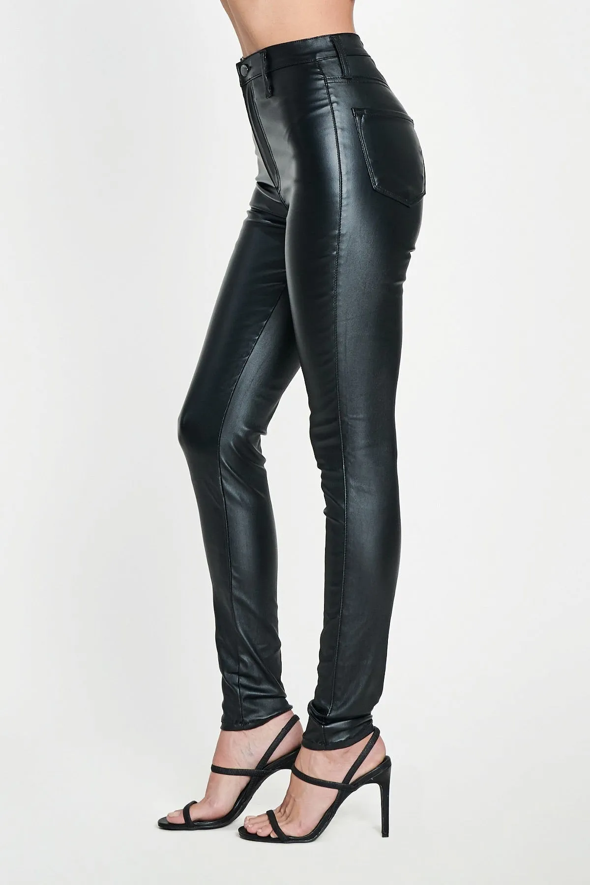 Banging Black Faux Leather Skinny Jean Pants