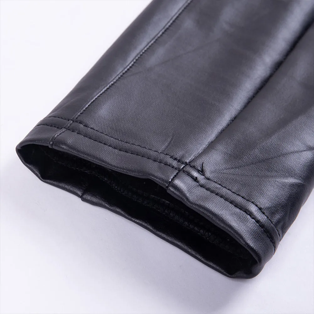 Belt Pencil Faux Leather Pants