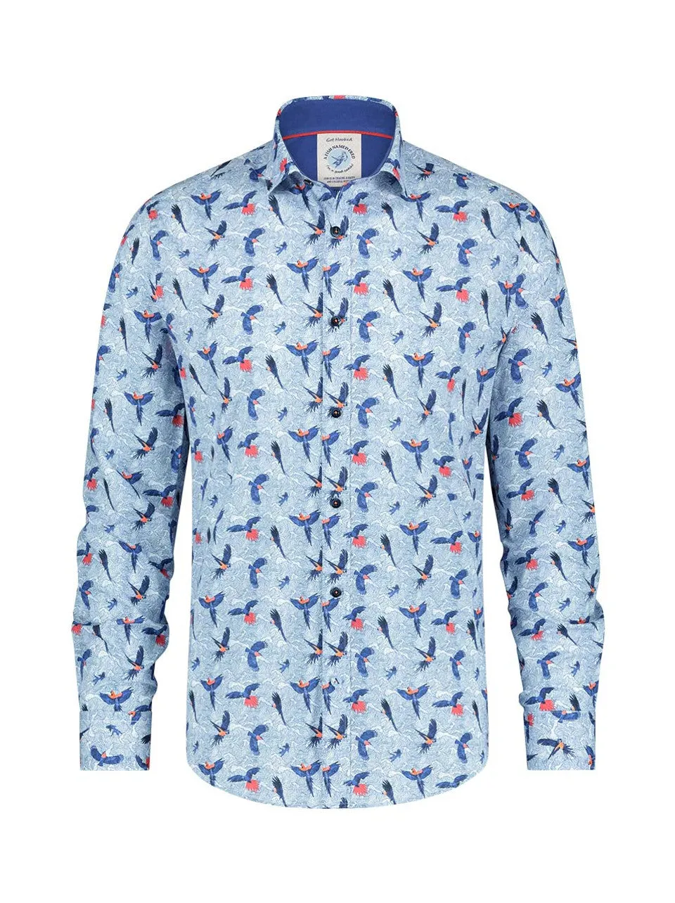 Bird Print Shirt - Light Blue