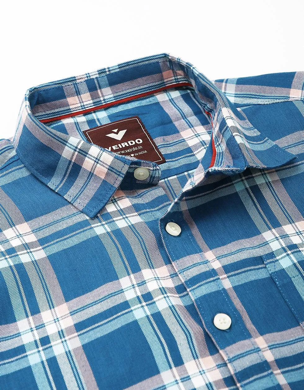 Blue Checks Printed Shirt