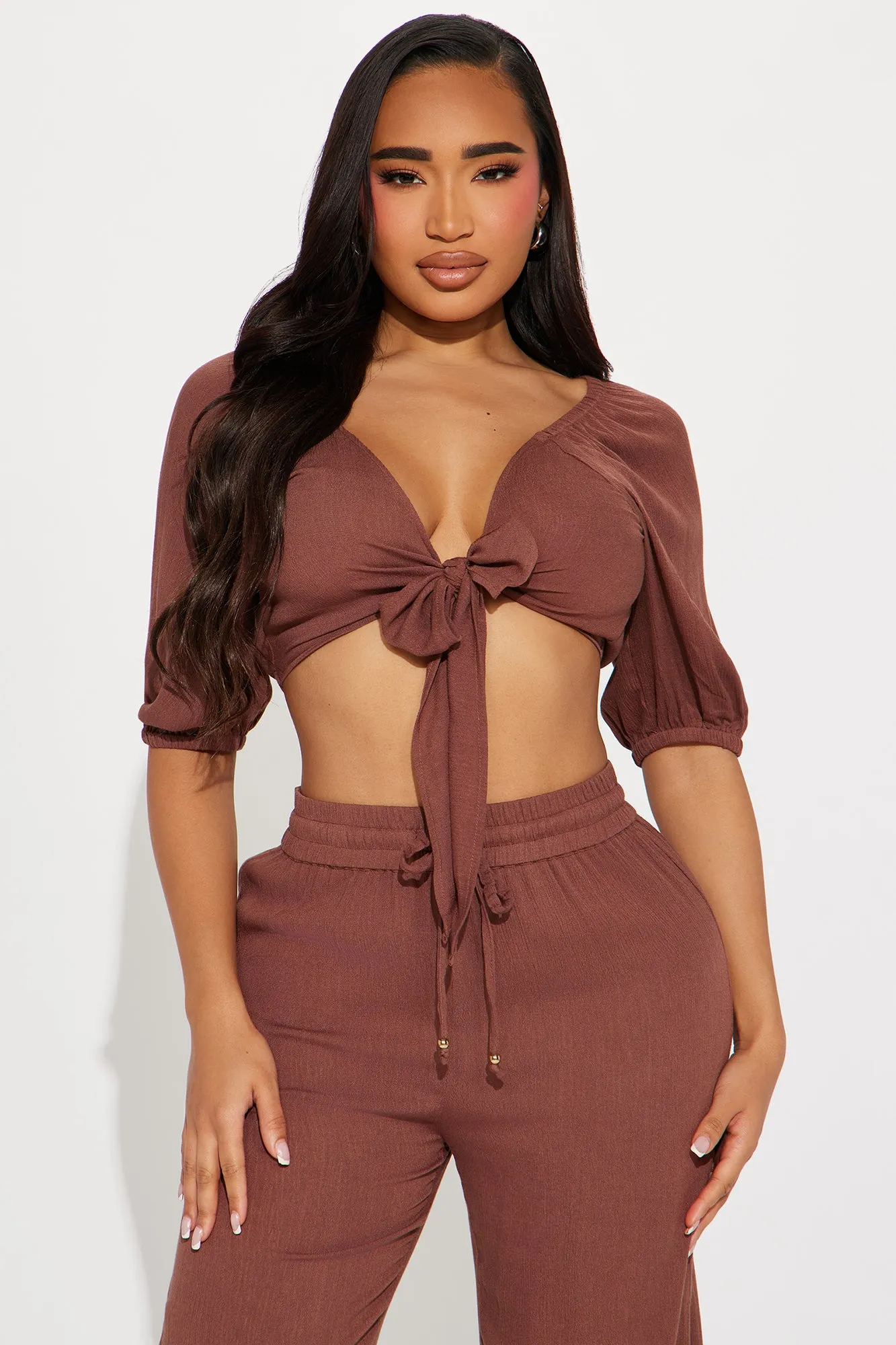 Breezy Nights Linen Swim 2 Piece Cover Up - Chocolate