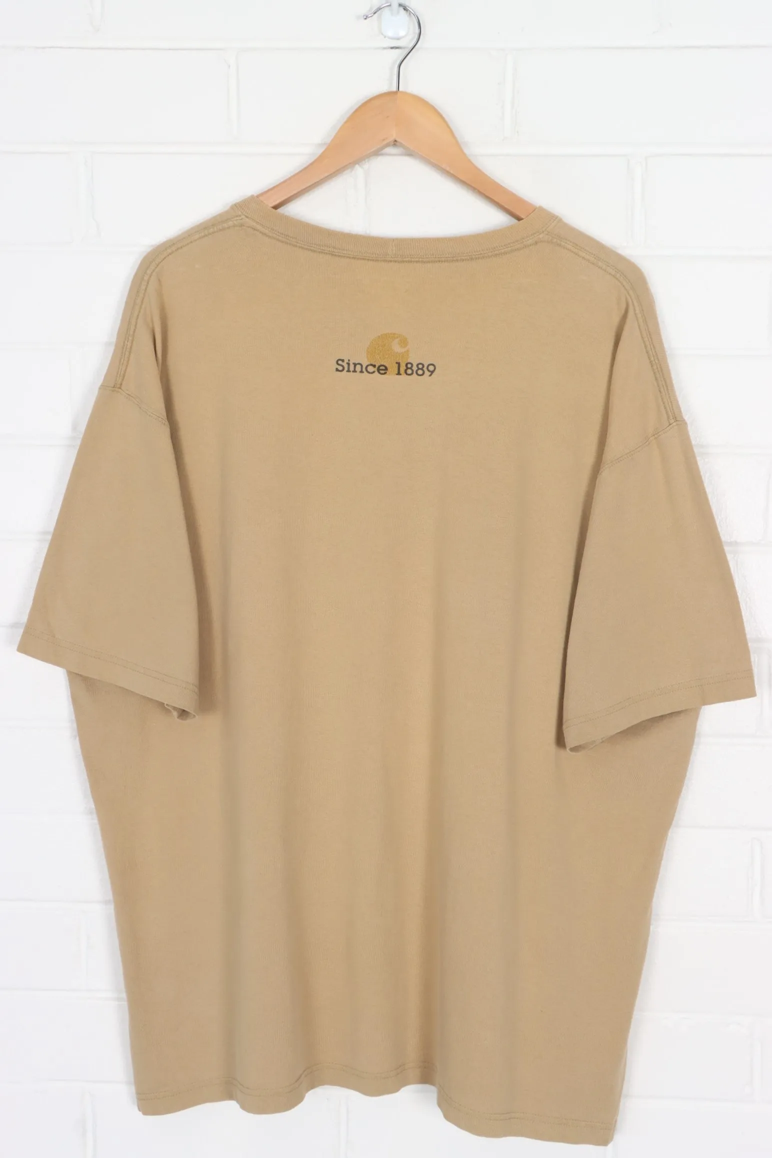 CARHARTT Shadow Logo Brown Khaki Boxy T-Shirt (XXL)