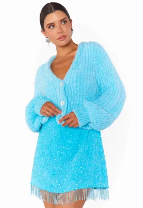 Clemmie Cardi-Highlighter Blue Knit