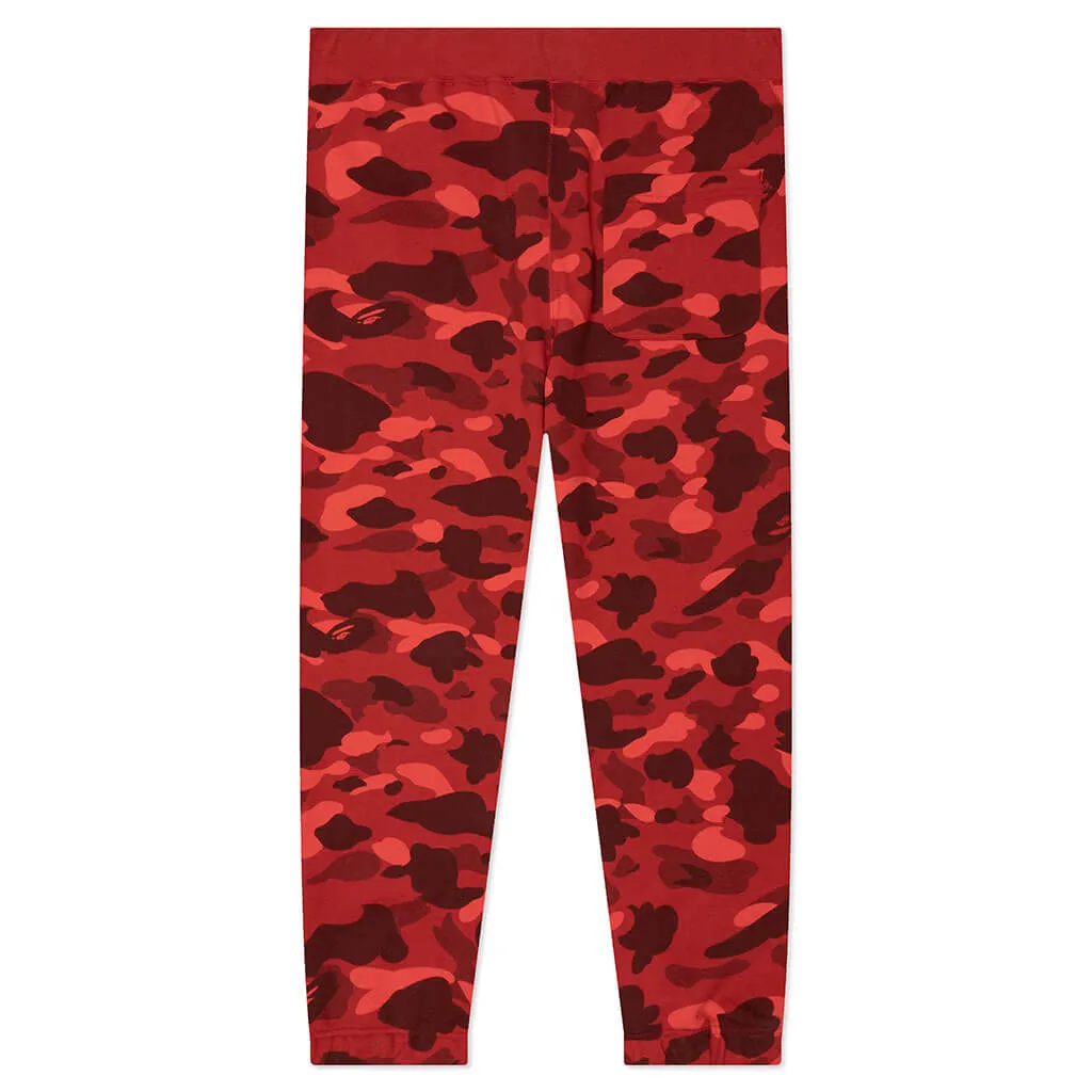 Color Camo Wide Fit Sweat Pants - Red