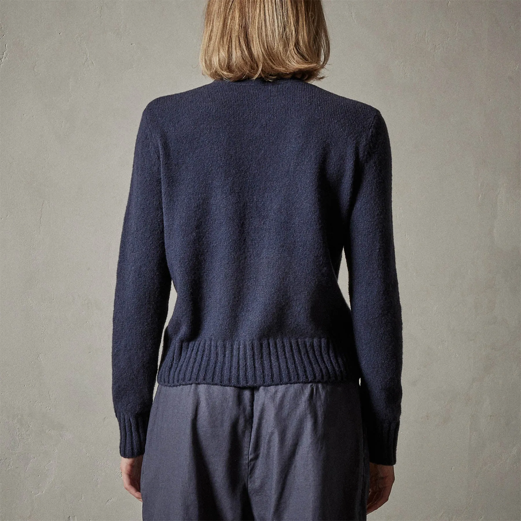 Cotton Cashmere Blend Cardigan - Navy