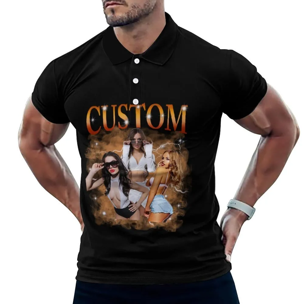 Custom Your Own Bootleg Rap Multicolour All Over Print Polo Shirt Personalized Men's Golf Shirt