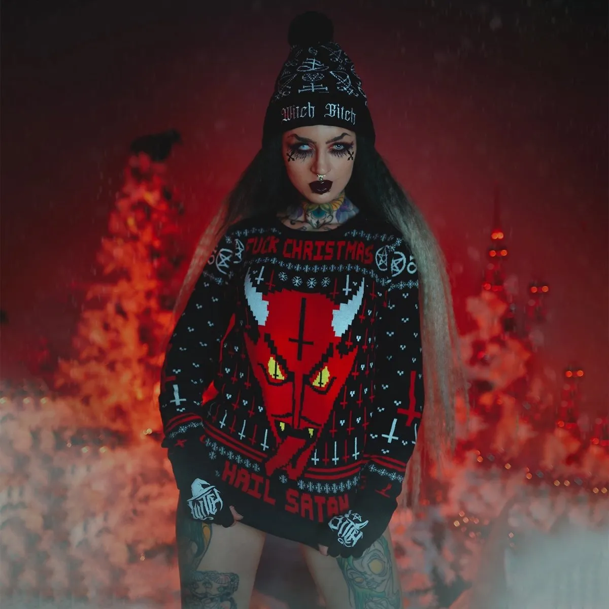 Demon Face Knit Christmas Sweater