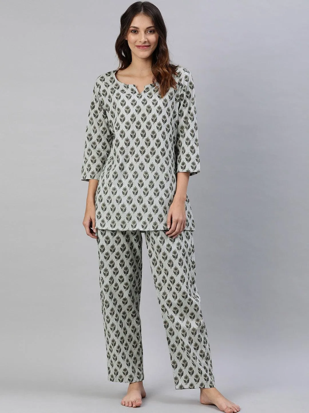 Divena Grey Color Cotton Loungewear/Nightwear