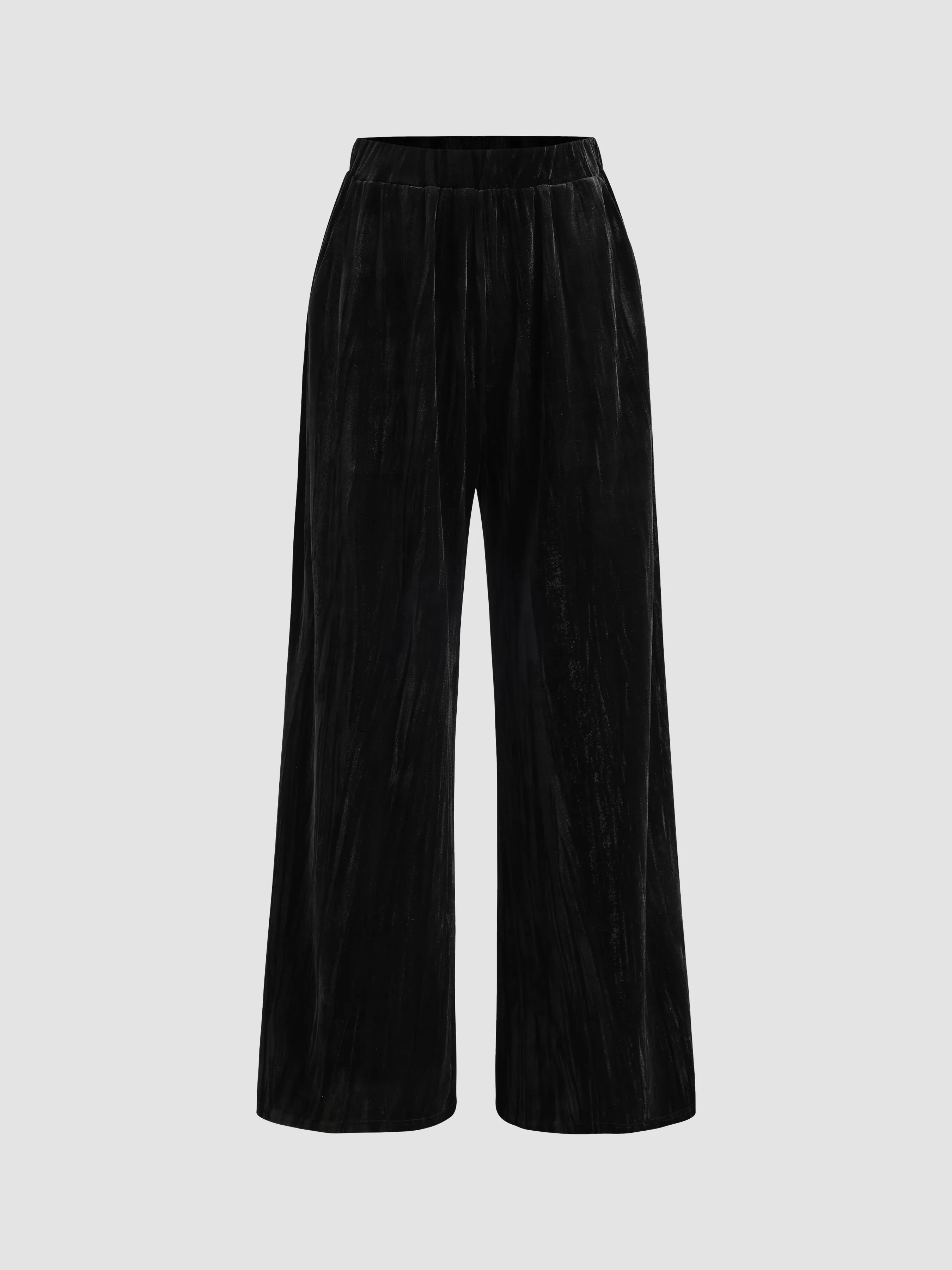 Embossed Velvet Elastic Waist Wide-Leg Pants