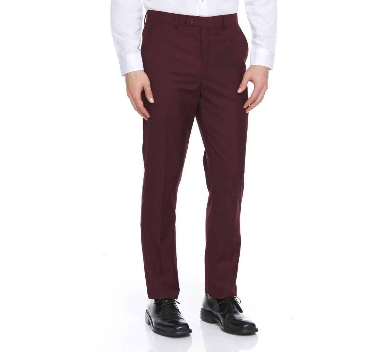 Ferera Collection-Men's 3 Piece Modern Fit Suit Color Burgundy