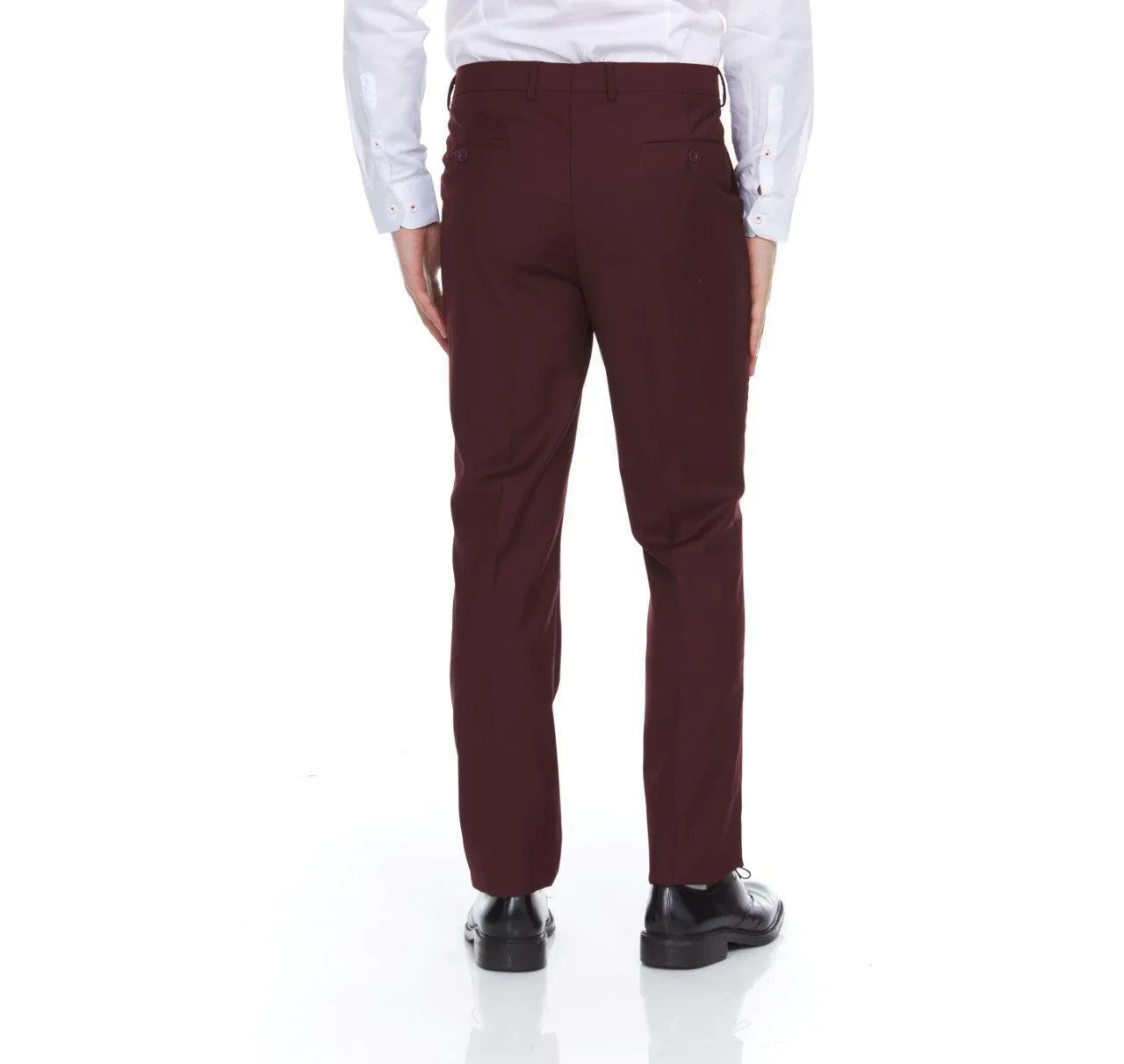 Ferera Collection-Men's 3 Piece Modern Fit Suit Color Burgundy