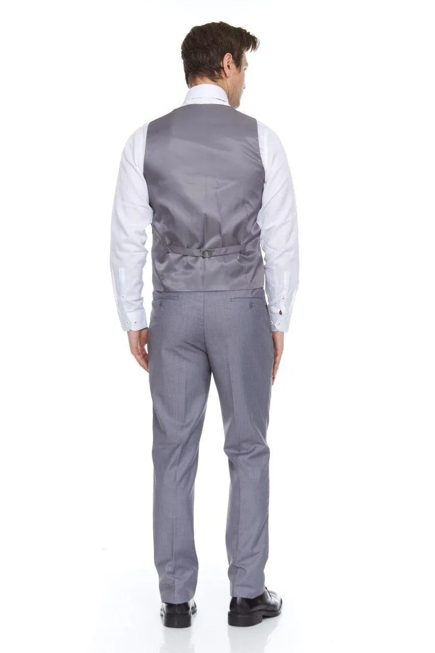 Ferera Collection-Men's 3 Piece Modern Fit Suit Color Light Gray