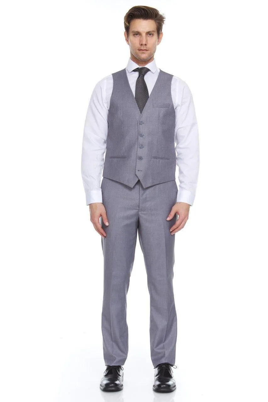 Ferera Collection-Men's 3 Piece Modern Fit Suit Color Light Gray