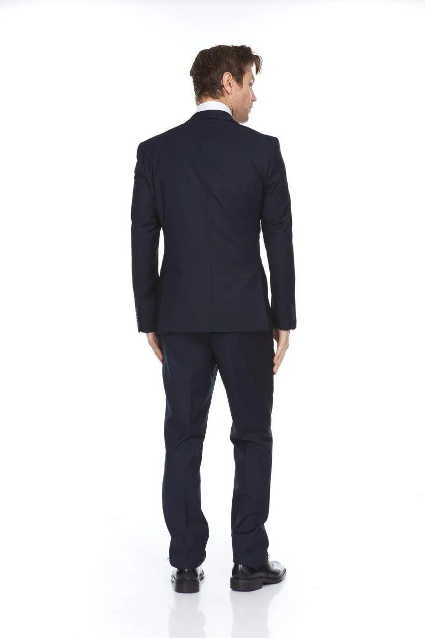 Ferera Collection-Men's 3 Piece Modern Fit Suit Solid Navy