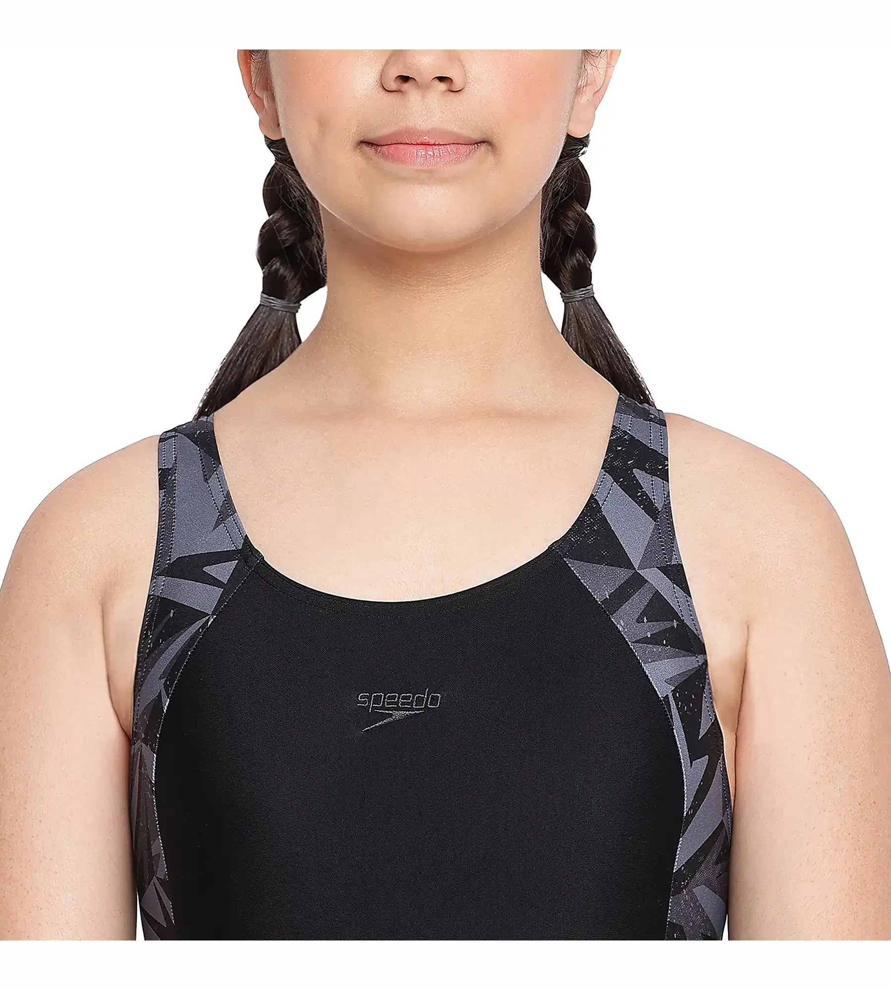 Girl's Hyperboom Splice Muscleback Legsuit Swimwear - Black & Oxid Grey