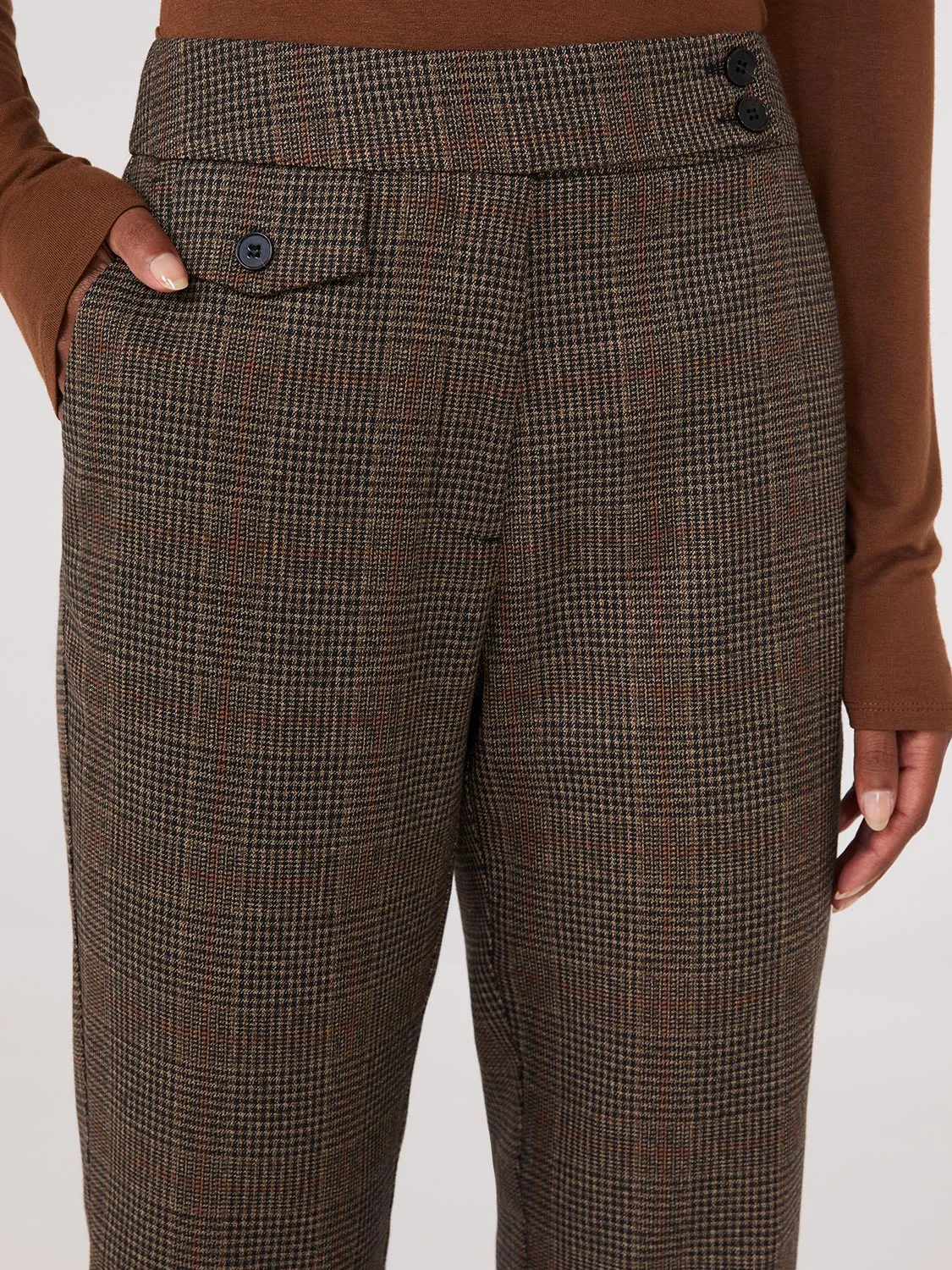 Glen Plaid Long Length Straight Leg Pants