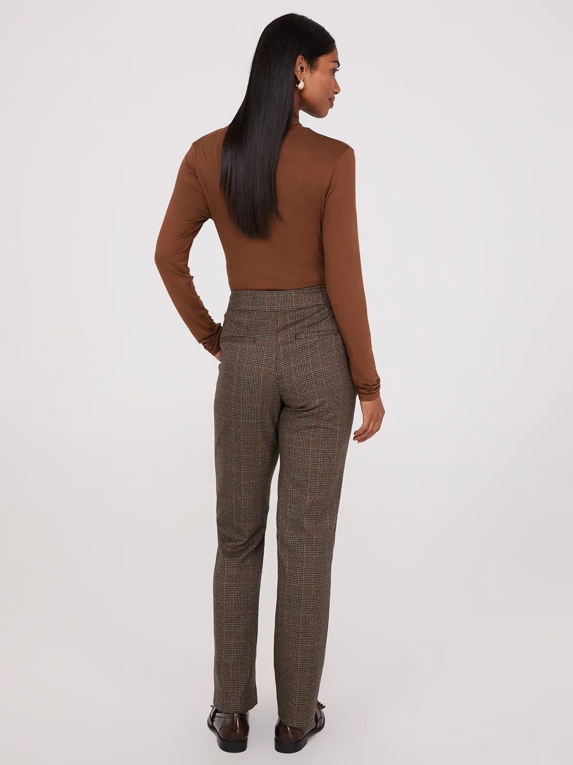 Glen Plaid Long Length Straight Leg Pants