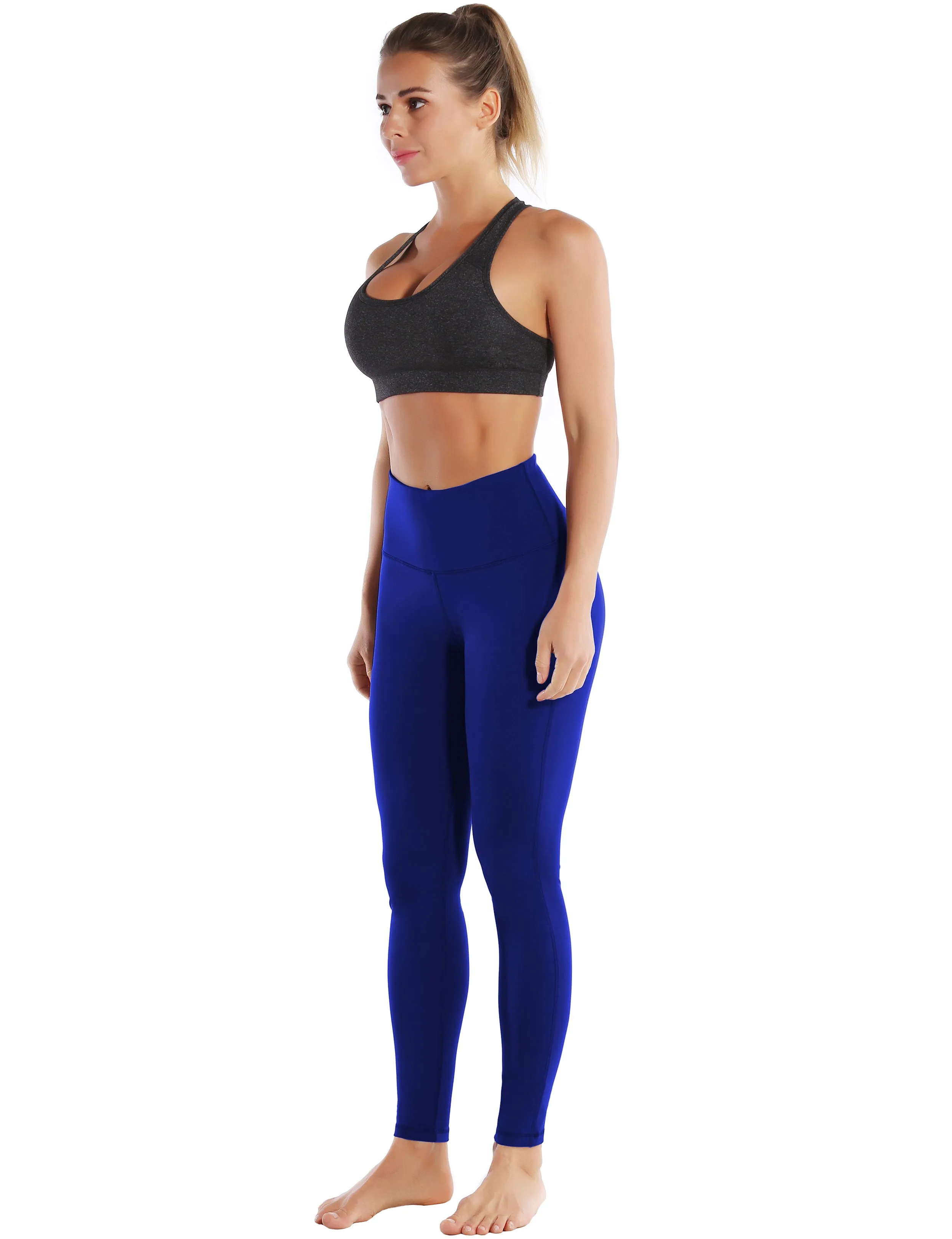 High Waist Side Line Yoga Pants navy