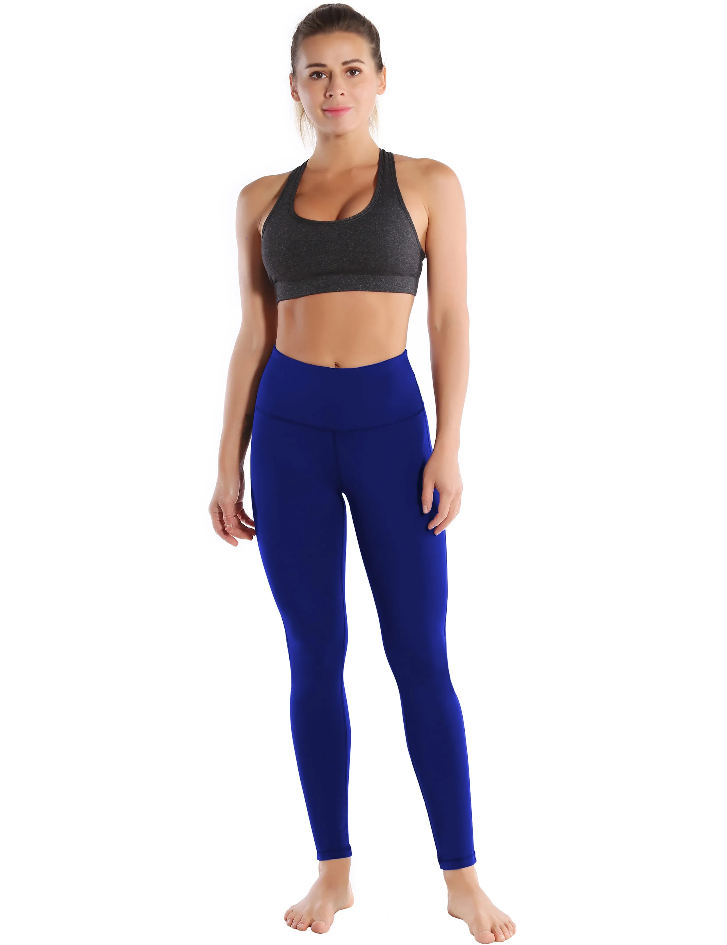 High Waist Side Line Yoga Pants navy