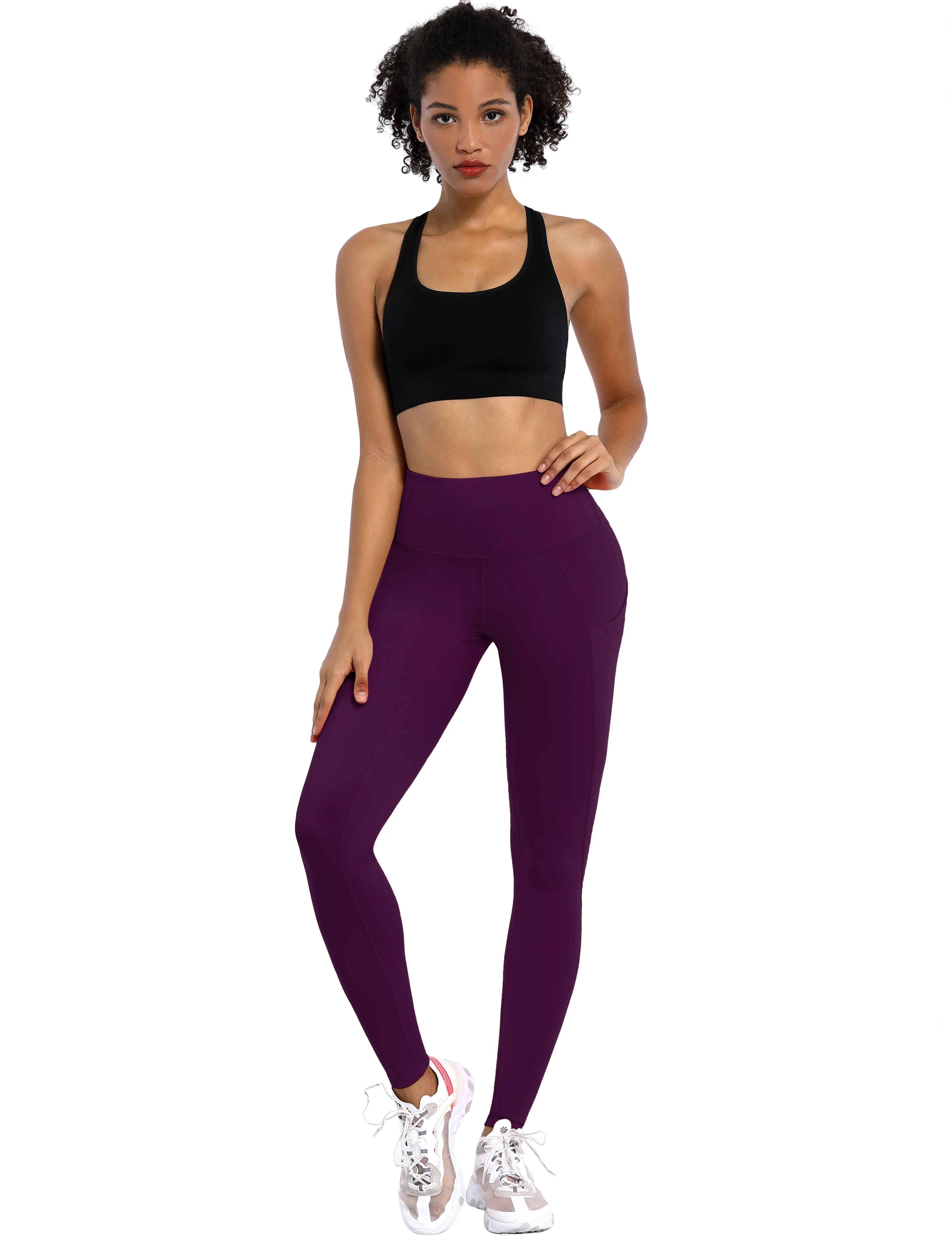 High Waist Side Pockets Yoga Pants plum